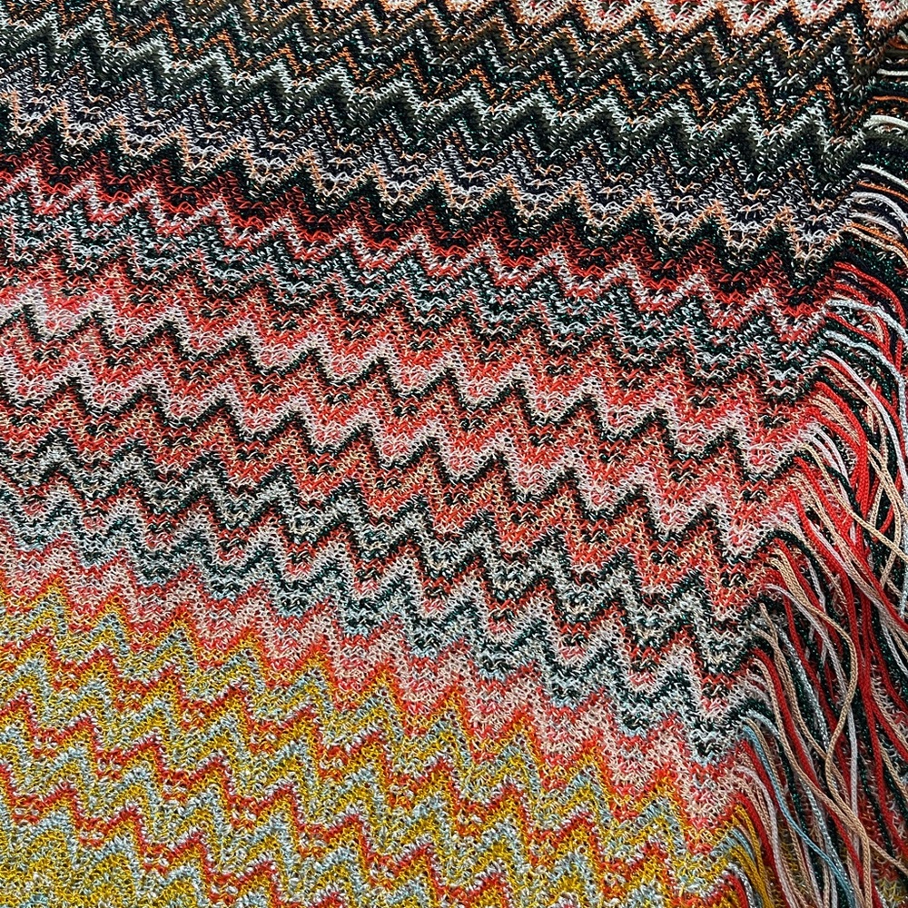 NWT Missoni Multicolor Chevron Knit Sarong Wrap Pareo in Blue, Orange, & Yellow - Picture 3 of 7